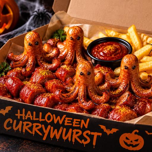 „Monsterkraken &amp; Drachen“ Currywurst mit Pommes
